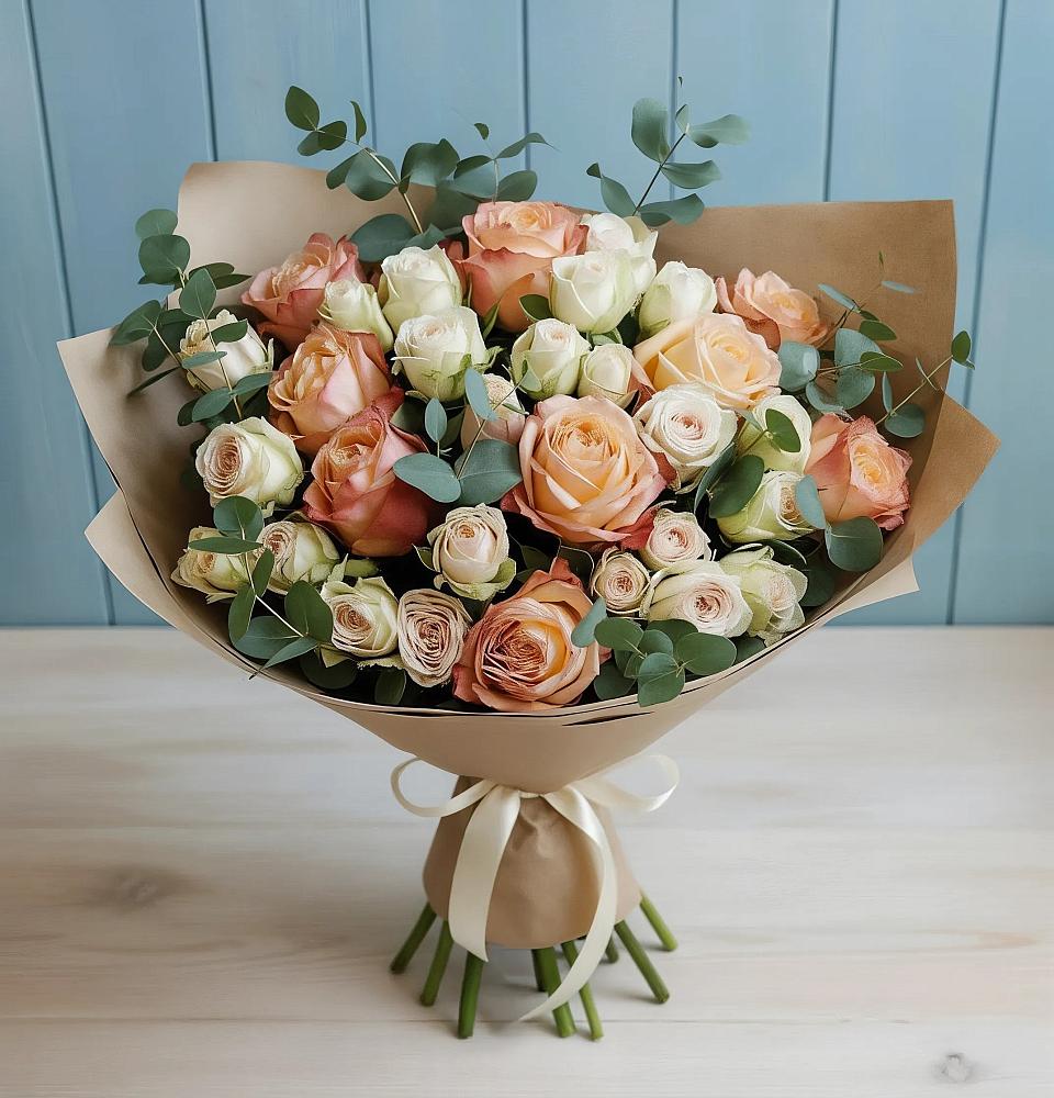 Букет цветов из: Альстромерии и Розы в Эсто-Садок