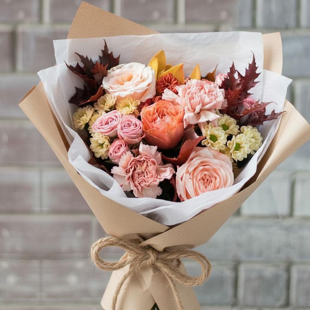 Букет цветов из: Гвоздики, Хризантемы и Розы в Эсто-Садок