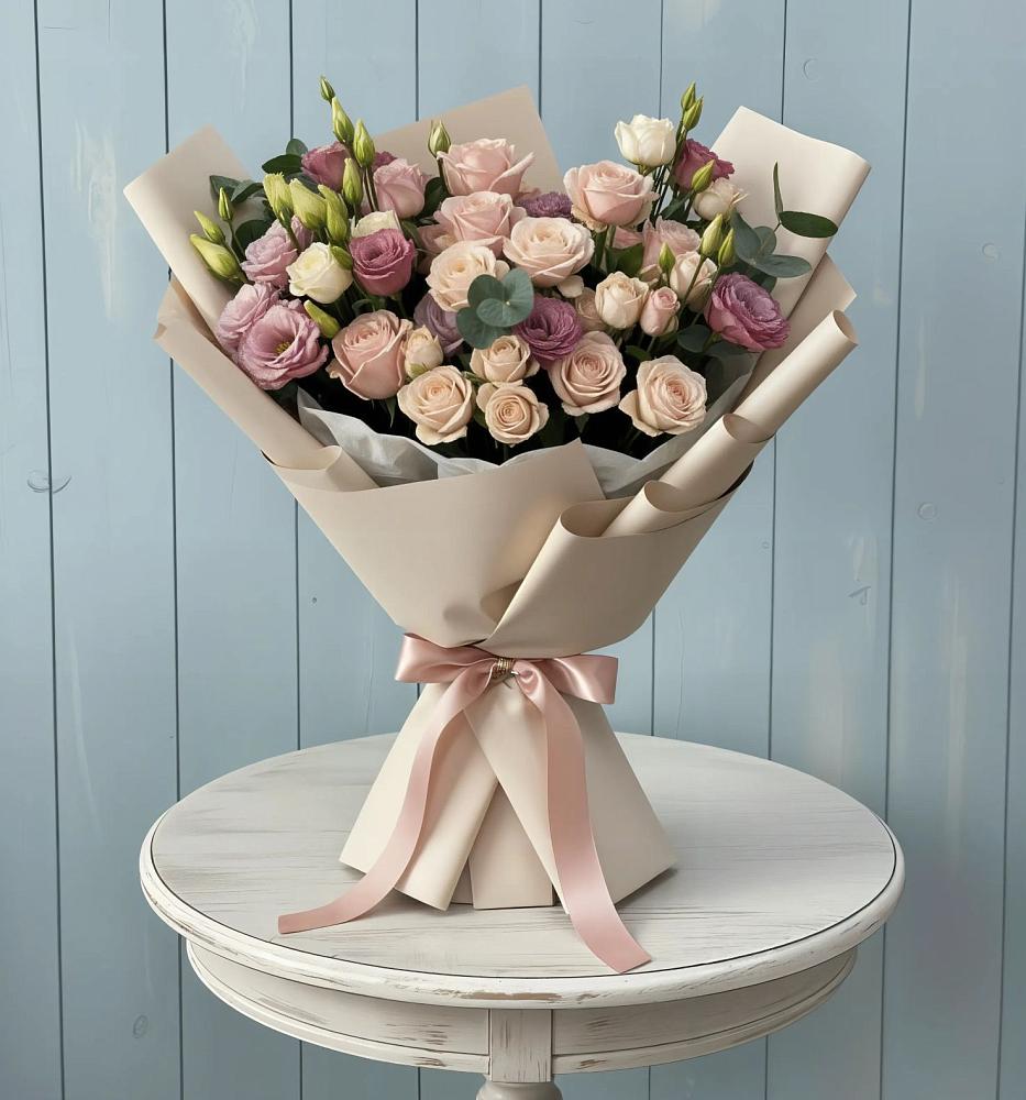 Букет цветов из: Розы и Лизиантусы в Эсто-Садок