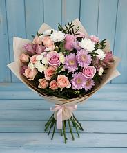 Букет цветов из:  Хризантемы, Розы и Альстромерии в Эсто-Садок