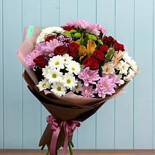 Букет цветов из:  Розы, Хризантемы и Альстромерии #REPLACE_PRED# Эсто-Садок